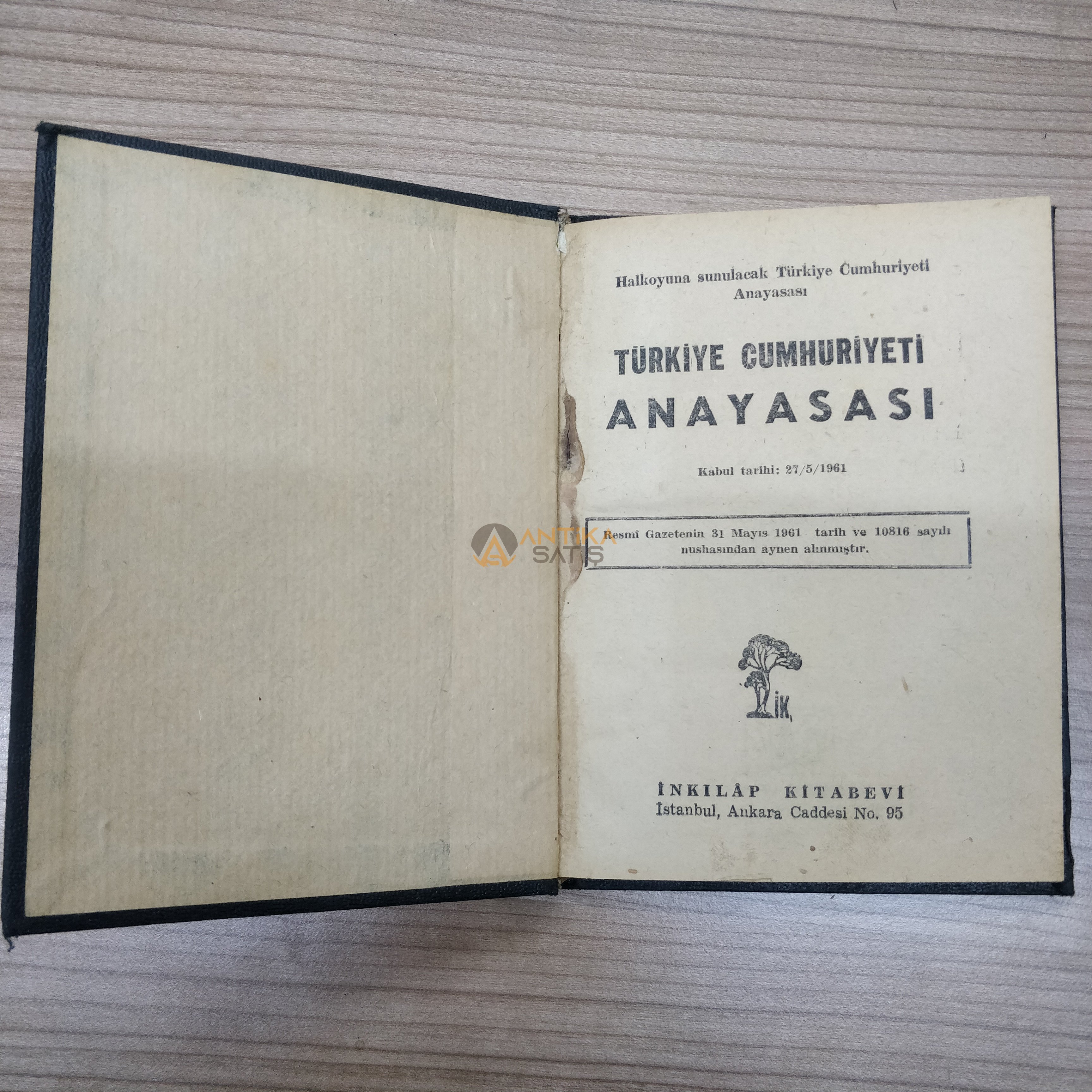 1961 Anayasa Kitapçığı Orijinal Haliyle 