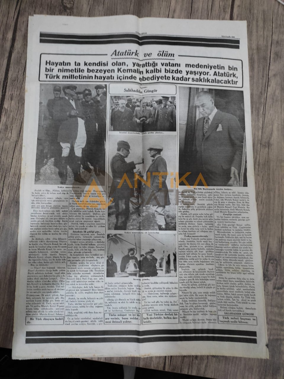 10 kasım 1938 gününe ait orijinal eksiksiz cumhuriyet gazetesi